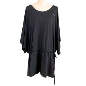 R?HNISCH FEMALE EFFECT BLACK BATWING SLEEVES DRAWSTRING TUNIC - XL